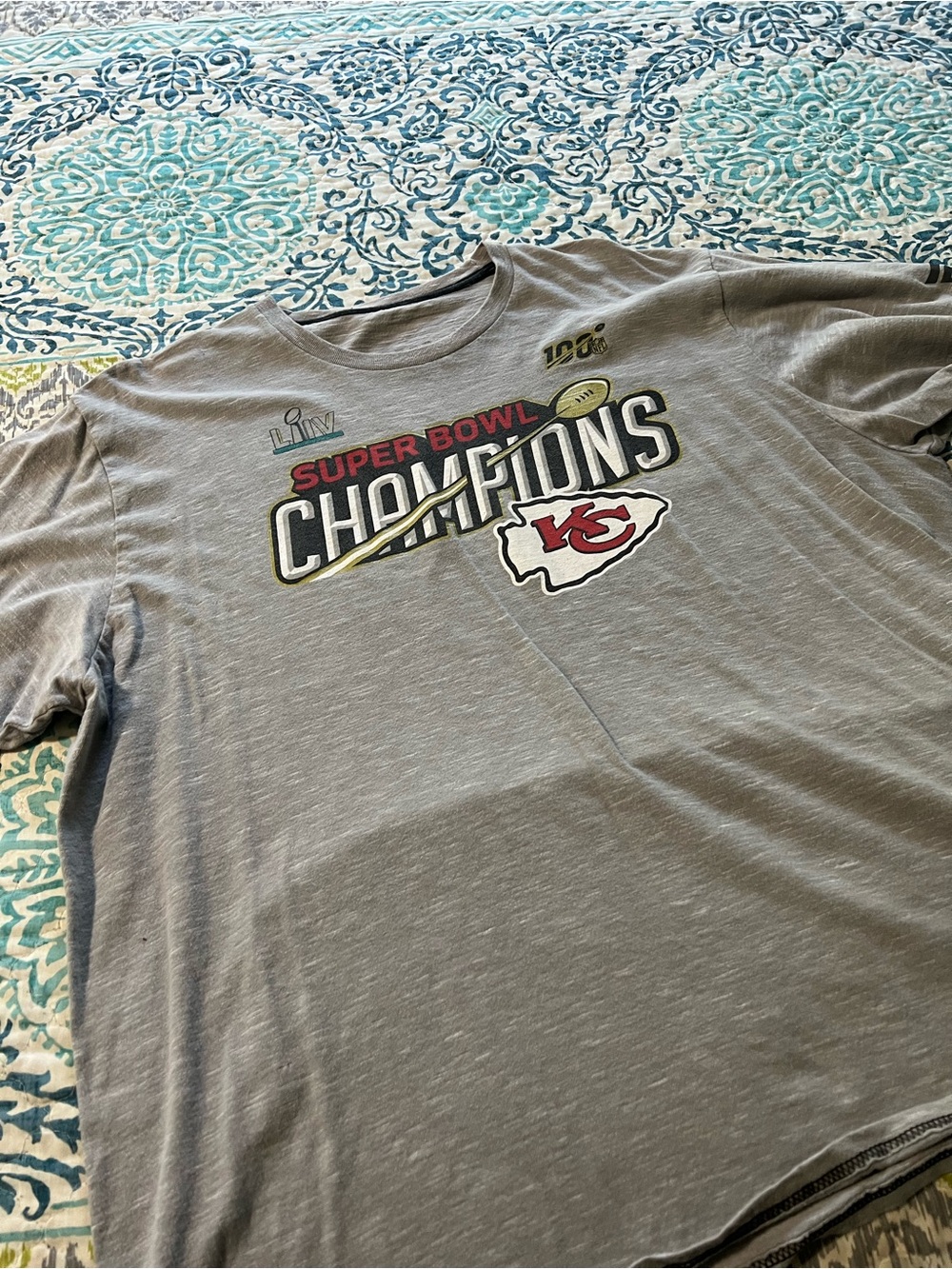 Fanatics Gray Kansas City Chiefs Super Bowl Champions Tee